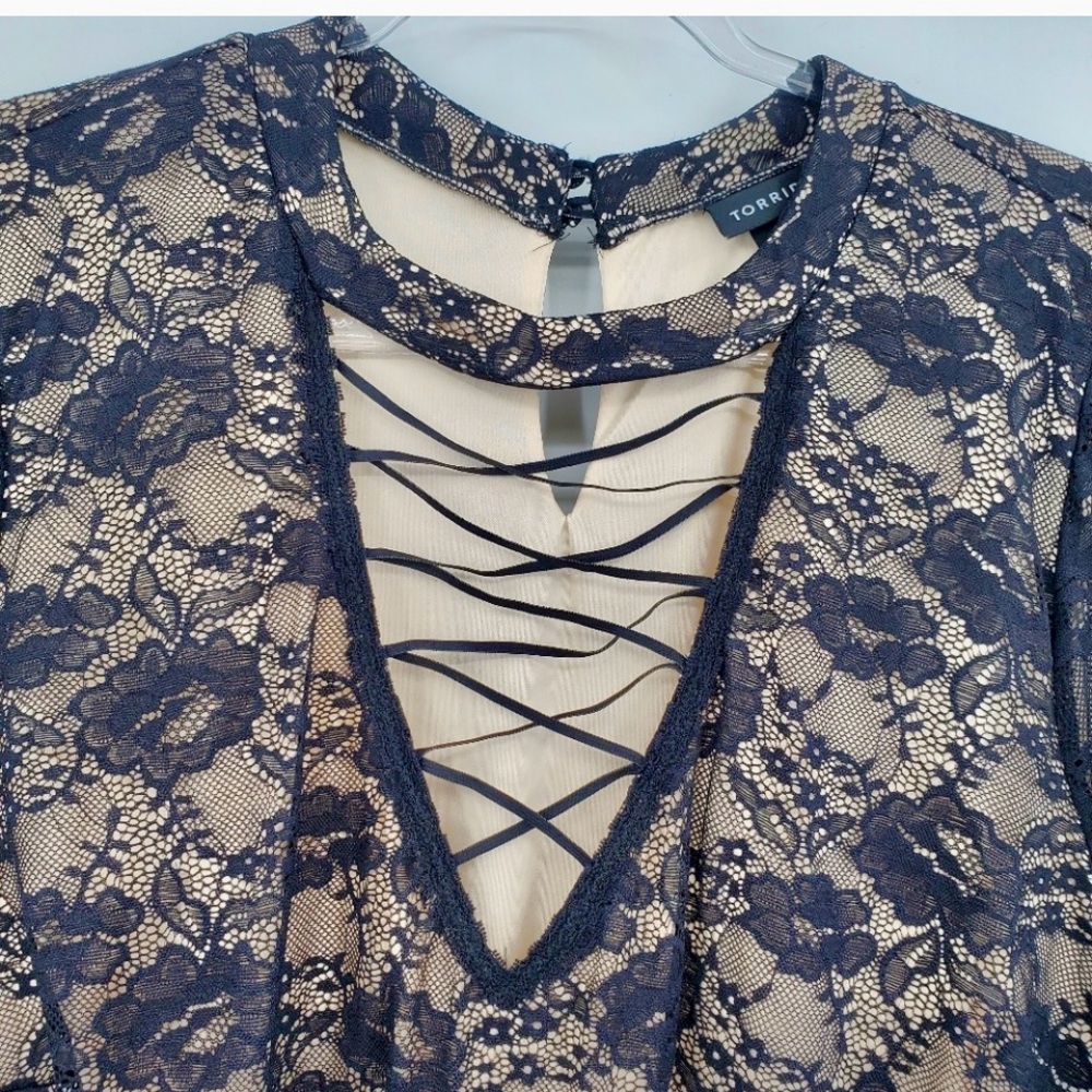 Torrid Black Lace Lattice Peplum Top Womens 4X
